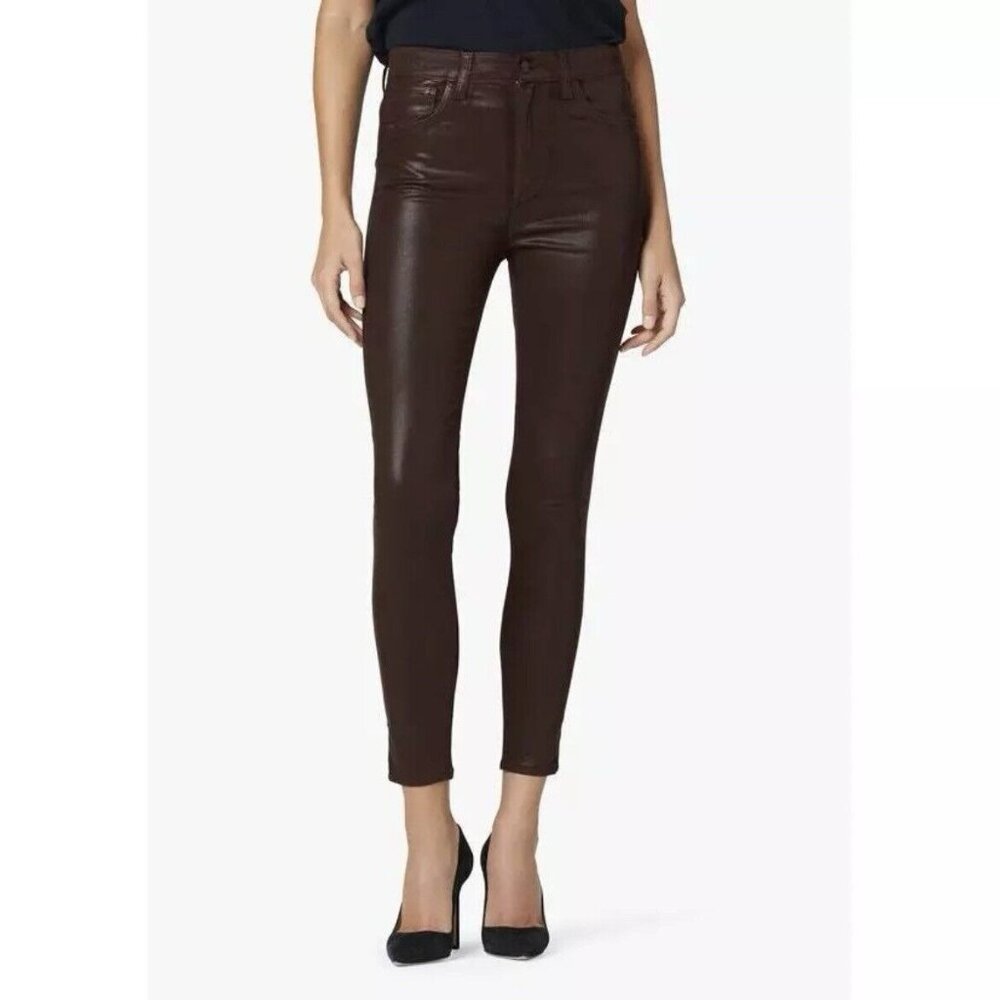 JOE'S JEANS Charlie High Rise Skinny Ankle Coated Jeans Size 26 Dark Brown - Picture 3 of 12